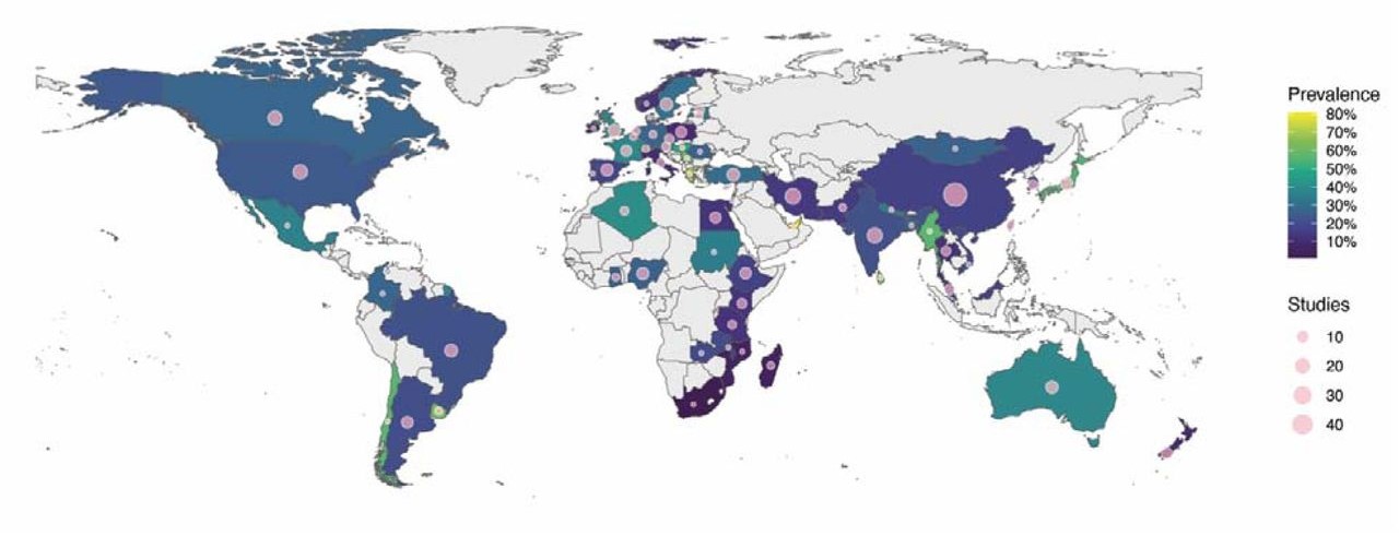world map with coloured areas